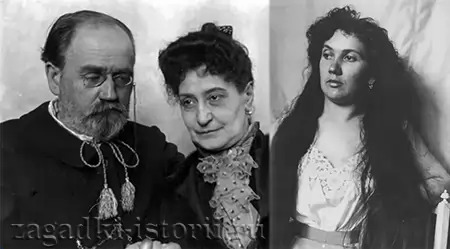 Эмиль Золя с женой Александриной и Жанна Розеро