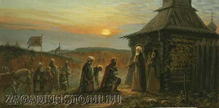Сергий Радонежский благославляет Донского на битву